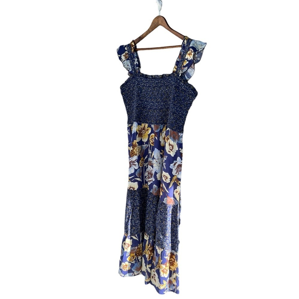 NWOT Maurices Women’s Blue Floral Smocked Midi Dress - Picture 3 of 14